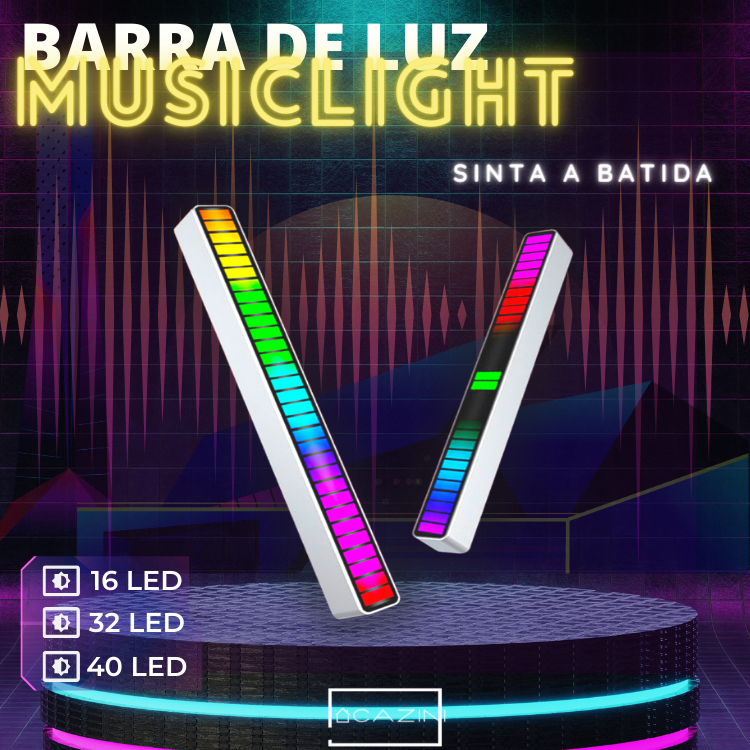 Barra de Luz MusicLight com Luz de LED que Segue a Batida da Música