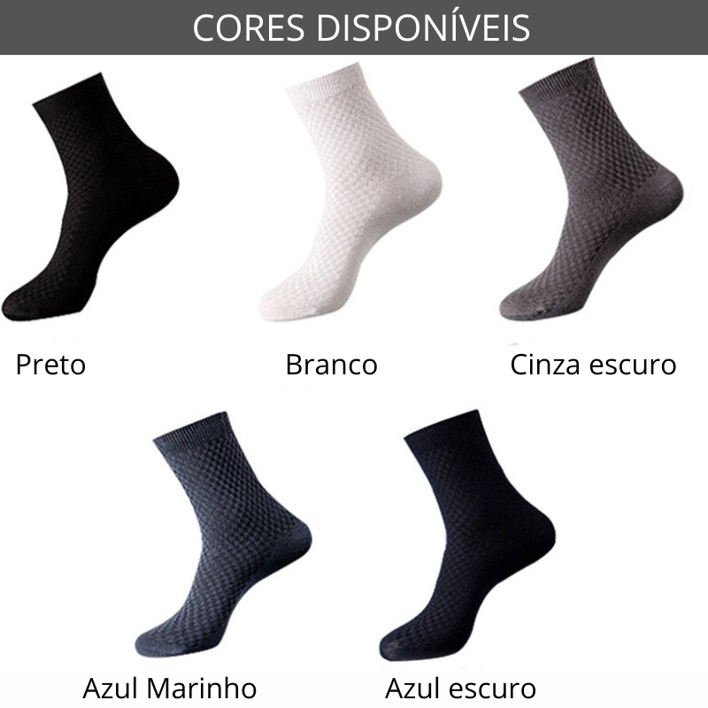 Kit 10 Pares de Meias de Fibra de Bamboo - 100% respirável (Alta qualidade)