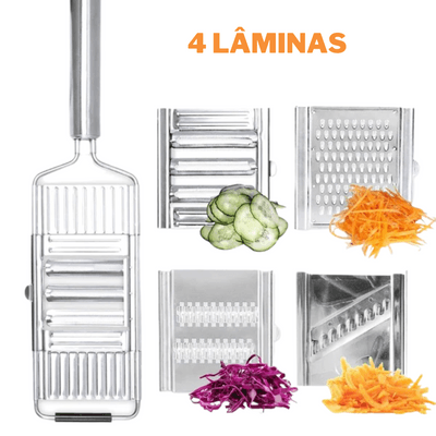 Ralador e Fatiador de Inox - Multiuso 4 em 1