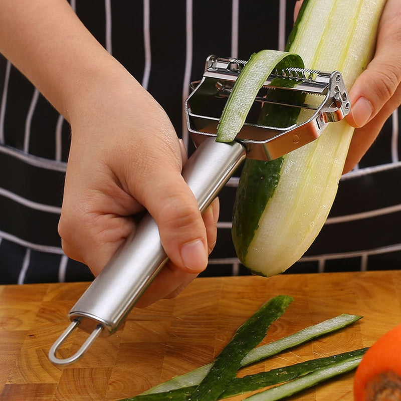 Descascador 4 em 1 Easy Peeling Multifuncional em Aço Inox, Frete Grátis + Brinde Especial