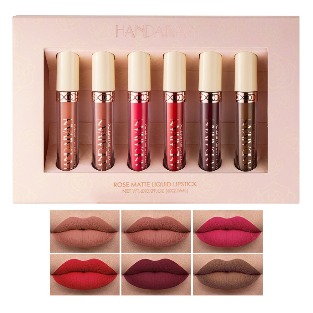 Batom VELUDO-MATTE Longa Duração Kit com 6 unidades HANDAIYAN