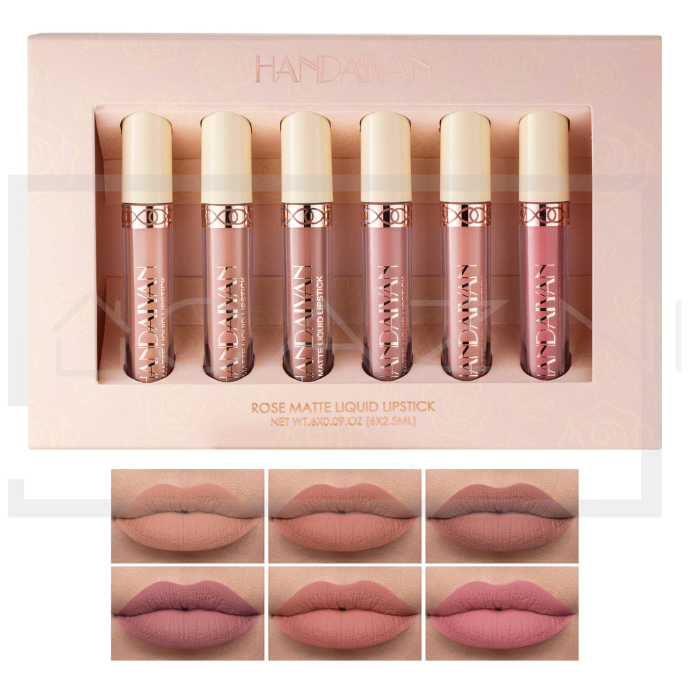 Batom VELUDO-MATTE Longa Duração Kit com 6 unidades HANDAIYAN